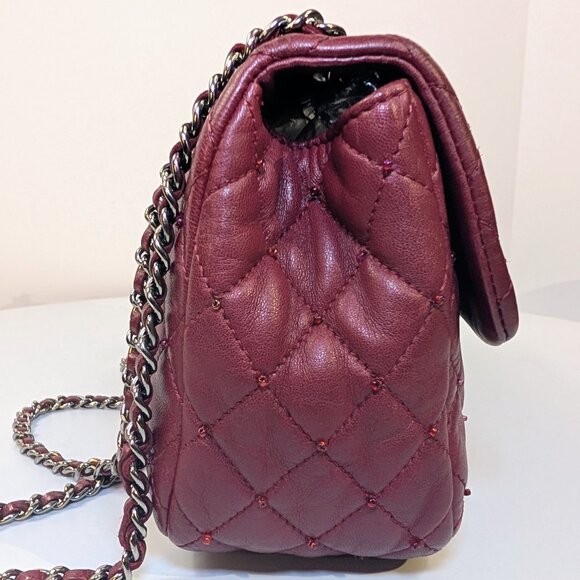 Chanel Burgundy Crystal Embellished Rectangular Classic Mini Flap Bag - Picture 7 of 16